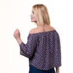 Purple With Multicolor Long Sleeve Off the Shoulder Blouse for Women - Going Out Polka Dots Tops for - Celino Corp.