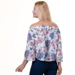 White Multicolor Long Sleeve Off the Shoulder Blouse for Women - Going Out Flower Tops for Ladies - Celino Corp.
