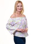 White Multicolor Long Sleeve Off the Shoulder Blouse for Women - Going Out Butterfly Tops for Ladies - Celino Corp.