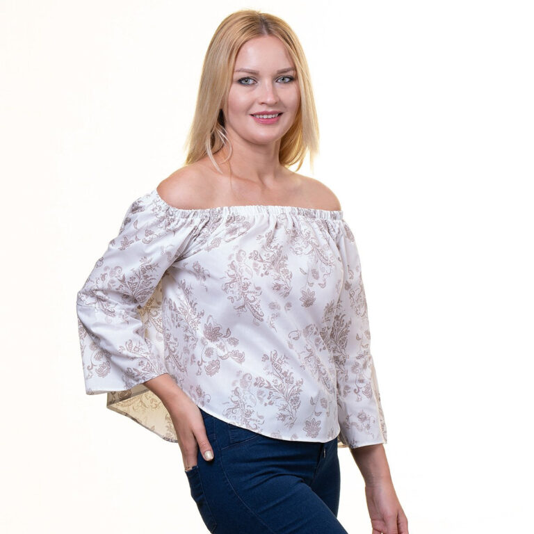 Light Grey Pink Long Sleeve Off the Shoulder Blouse for Women - Going Out Tops for Ladies - Celino Corp.