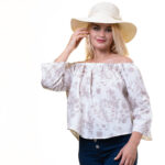 Light Grey Pink Long Sleeve Off the Shoulder Blouse for Women - Going Out Tops for Ladies - Celino Corp.