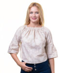 Grey Long Sleeve Off the Shoulder Blouse for Women - Going Out Textured Tops for Ladies - Celino Corp.