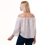 Grey Long Sleeve Off the Shoulder Blouse for Women - Going Out Textured Tops for Ladies - Celino Corp.
