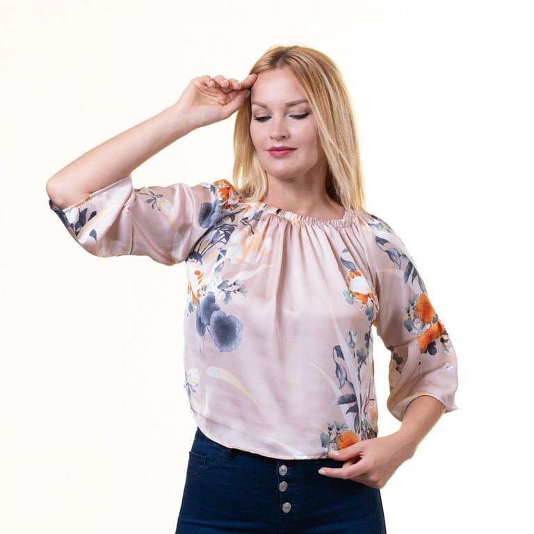 Tan Multi-Color Long Sleeve Off the Shoulder Blouse for Women - Going Out Polka Dots Tops for Ladies - Celino Corp.