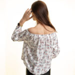 White Red Long Sleeve Off the Shoulder Blouse for Women - Going Out Floral Tops for Ladies - Celino Corp.