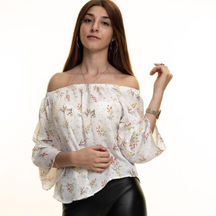 White Long Sleeve Off the Shoulder Blouse for Women - Going Out Floral Tops for Ladies - Celino Corp.