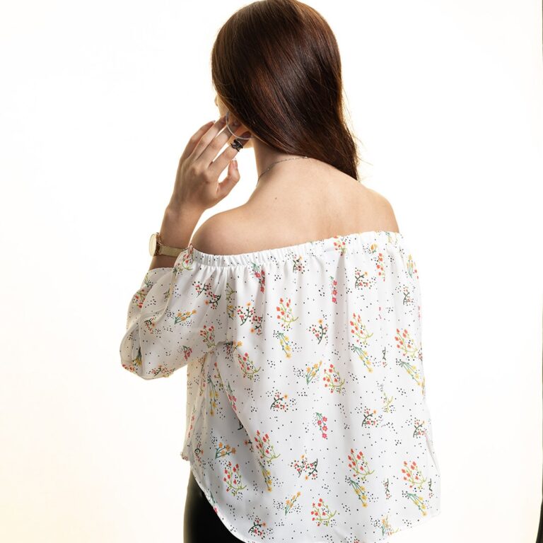 White Long Sleeve Off the Shoulder Blouse for Women - Going Out Floral Tops for Ladies - Celino Corp.