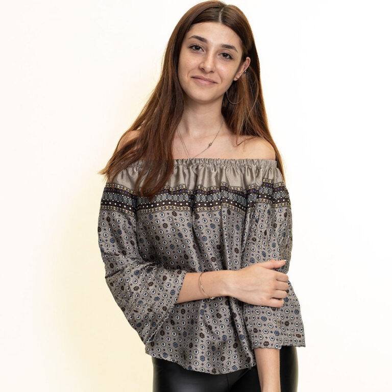 Dark Multicolor Long Sleeve Off the Shoulder Blouse for Women - Going Out Printed Tops for Ladies - Celino Corp.