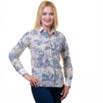 Printed Multi-Colored Button Up Shirts for Women - Floral Long Sleeve Cotton Shirts for Formal & - Celino Corp.