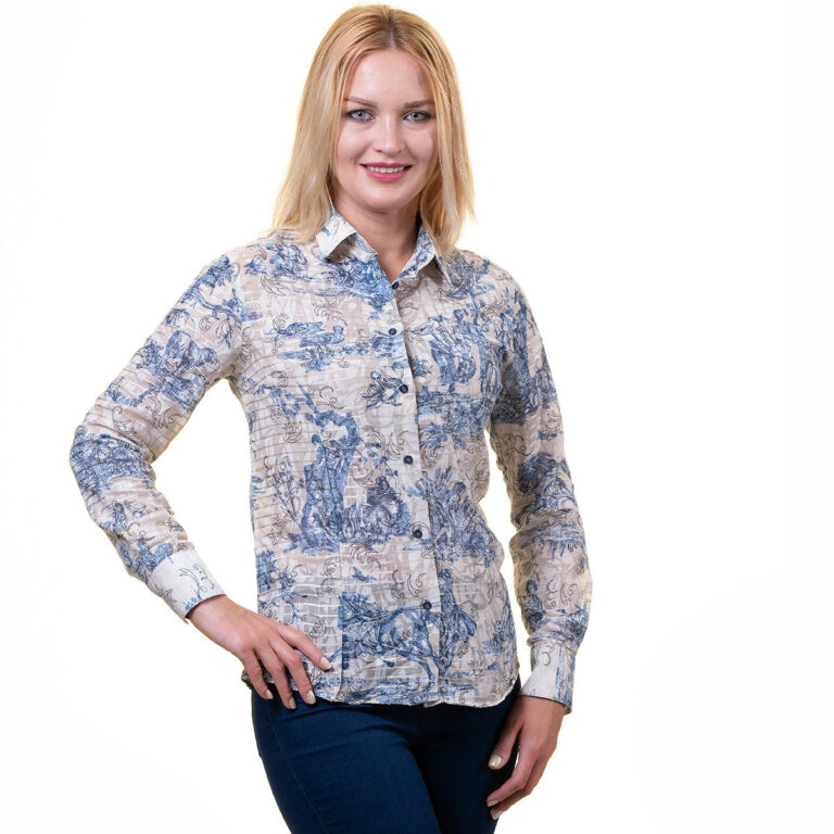 Printed Multi-Colored Button Up Shirts for Women - Floral Long Sleeve Cotton Shirts for Formal & - Celino Corp.
