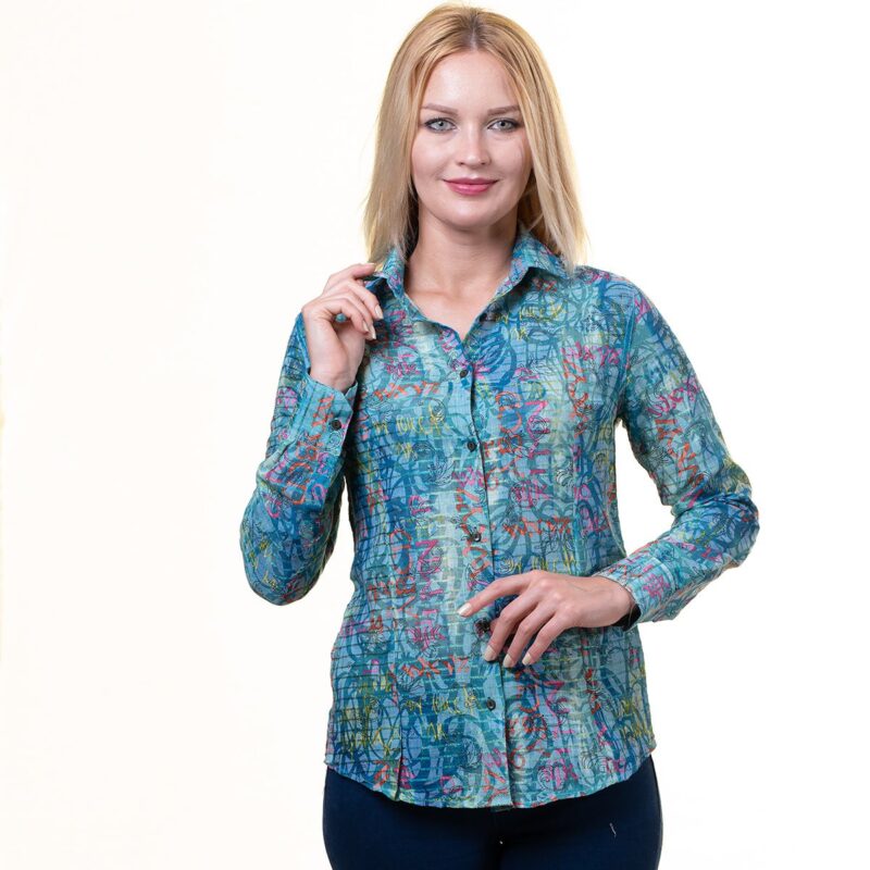 Printed Multicolor Button Up Shirts for Women - Floral Long Sleeve Cotton Shirts for Formal & Casual - Celino Corp.