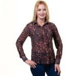 Leopard  Button Up Shirts for Women - Floral Long Sleeve Cotton Shirts for Formal & Casual - Celino Corp.