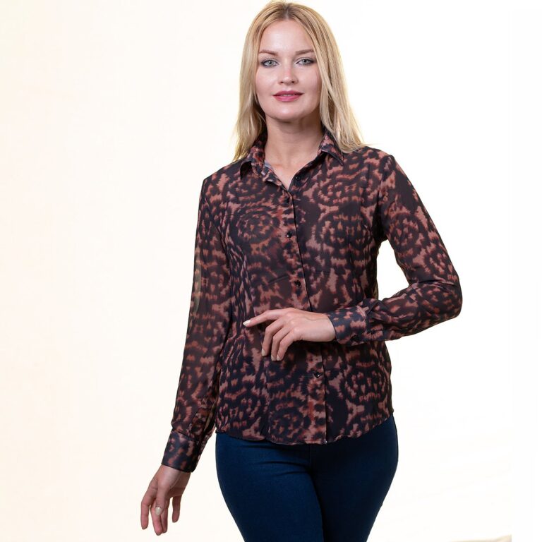 Leopard  Button Up Shirts for Women - Floral Long Sleeve Cotton Shirts for Formal & Casual - Celino Corp.
