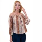 Multicolor Long Sleeve Off the Shoulder Blouse for Women - Going Out Tops for Ladies - Celino Corp.