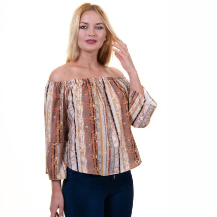 Multicolor Long Sleeve Off the Shoulder Blouse for Women - Going Out Tops for Ladies - Celino Corp.