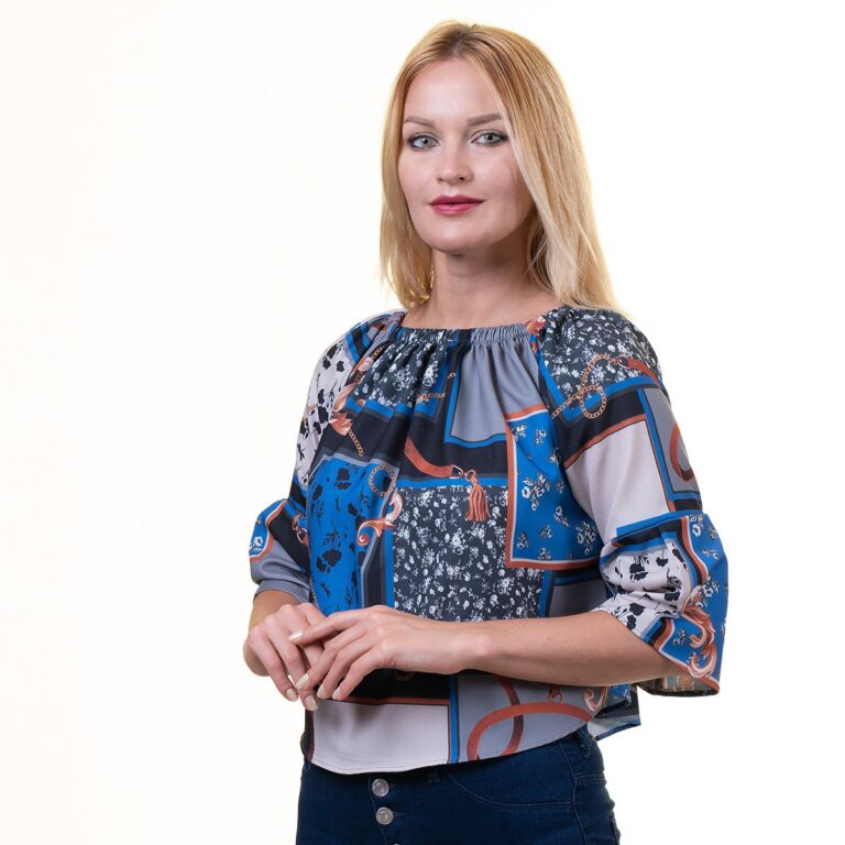 Blue Multi-Color Long Sleeve Off the Shoulder Blouse for Women - Going Out Polka Dots Tops for - Celino Corp.