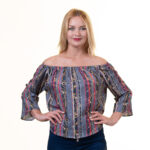 Celino European Made Printed Tops Long Sleeve Off Shoulder Blouse for Women - Celino Corp.