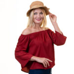 Celino European Made Casual Tops 3/4 Sleeve Off Shoulder Blouse for Women - Image 2