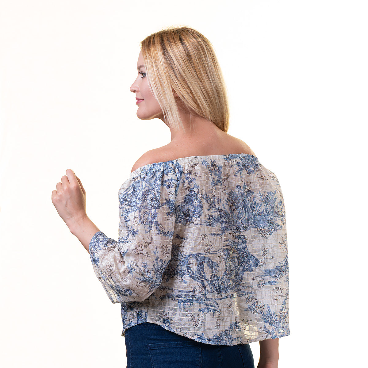 WM0162_4 Celino European Made Floral Off Shoulder Blouse Shirt Tops for Women[ - Image 1