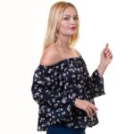 Black Long Sleeve Off the Shoulder Blouse for Women - Going Out Floral Tops for Ladies - Celino Corp.