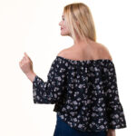 Black Long Sleeve Off the Shoulder Blouse for Women - Going Out Floral Tops for Ladies - Celino Corp.