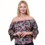 Colorful Long Sleeve Off the Shoulder Blouse for Women - Going Out Textured Tops for Ladies - Celino Corp.