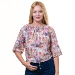 Colorful Long Sleeve Off the Shoulder Blouse for Women - Going Out Art Design Tops for Ladies - Celino Corp.