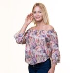 Colorful Long Sleeve Off the Shoulder Blouse for Women - Going Out Art Design Tops for Ladies - Celino Corp.