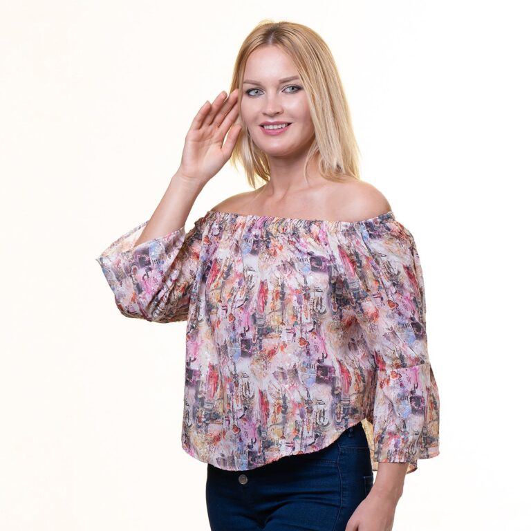 Colorful Long Sleeve Off the Shoulder Blouse for Women - Going Out Art Design Tops for Ladies - Celino Corp.