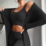 Black-Autumn winter long sleeve women pajamas suit - Image 3