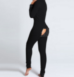 Black-Plus Size Women Pure Color Pajamas Jumpsuit - Image 3