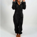 Black-Plus Size Winter Hooded Sleepwear for women - Image 2