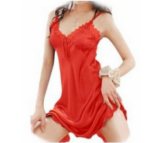 Red-Women Pure Color Strap Dress - Image 3
