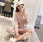 Pink-Cute smiley print pajamas set - Celino Corp.
