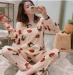 Spring Autumn Strawberry Print  Sleepwear set - Image 3