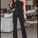 Women's Black Long Trousers One Shoulder Falbala Sleeveless Jumpsuit - Celino Corp.
